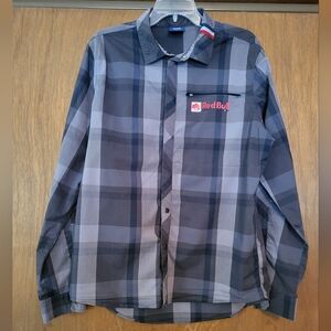 Red Bull Plaid Button-Up Shirt, L